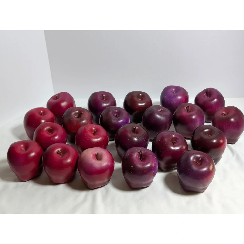21 Piece Faux Apples Bulk Lot Artificial Fruit Red Purple Lenticels Plastic Foam